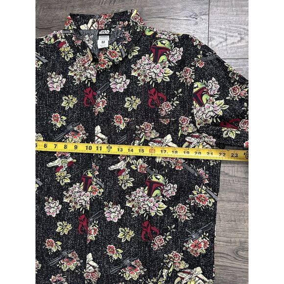 Star Wars Boba Fett Woven Floral Collared Button‎ Shirt Size M - Picture 6 of 8